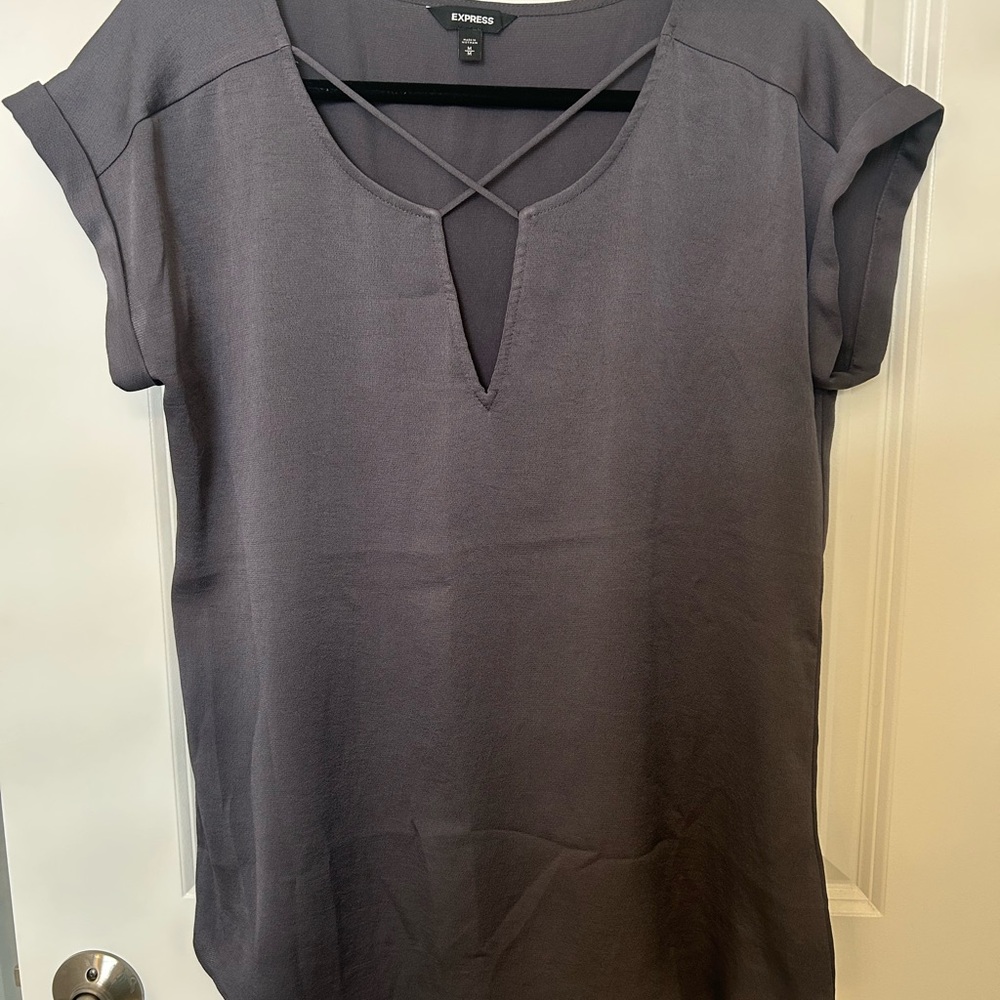 Express Women's Charcoal Gray Top Size Medium